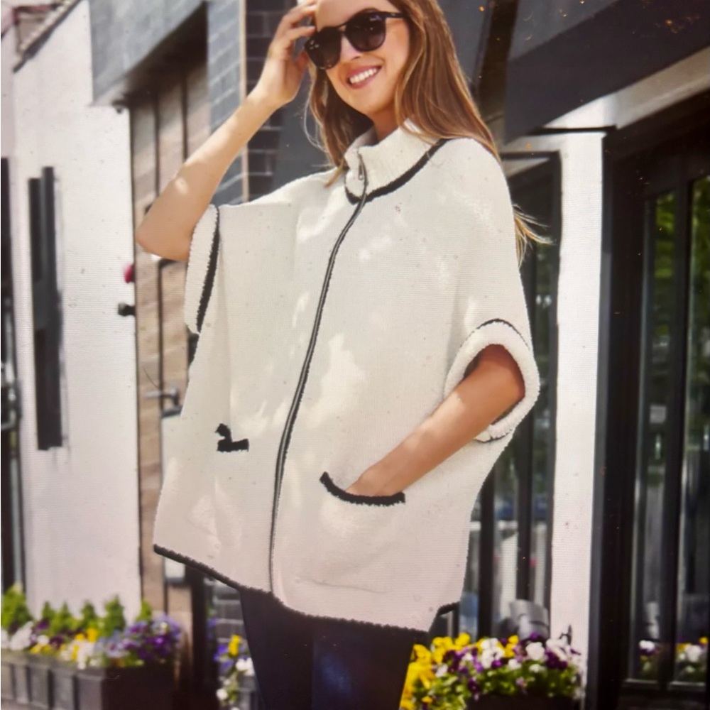 New! Colored Edge Zip Jacket-White - Picture 2 of 5
